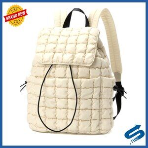 Quilted Puffer Backpack Lightweight Drawstring Daypack Travel Hiking